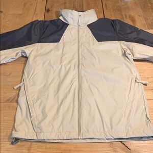 Columbia Men’s Rain/Wind Jacket Sz Small EUC Hood Pockets Adj Velcro at Wrist